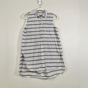 Madewell Shirt Collar Composer Tunic Top Sleeveless Purple White Stripe Women S